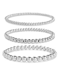 Sterling Silver Beaded Stretch Bracelet Sets - Sterling Forever