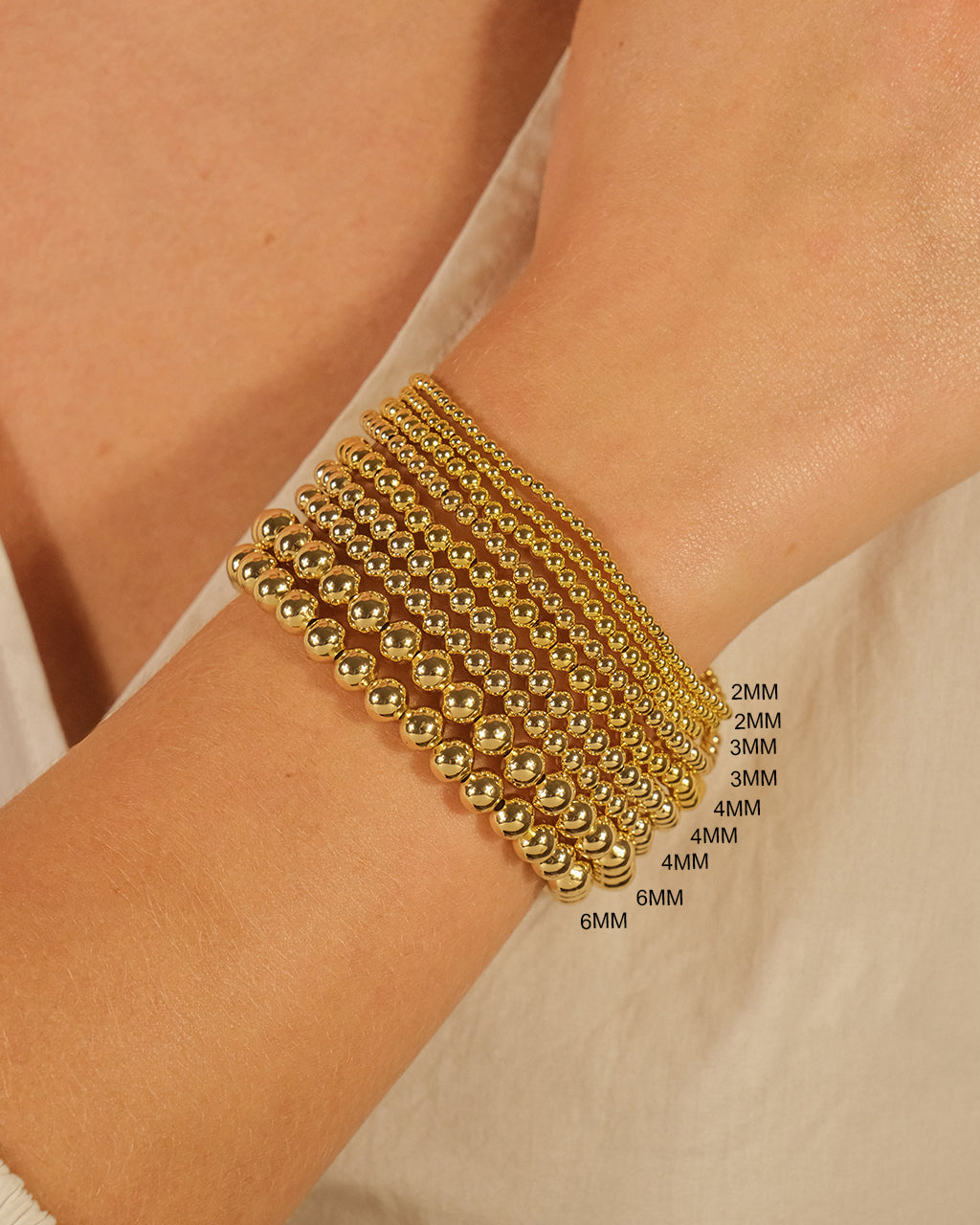 Sterling Silver Beaded Stretch Bracelet Sets