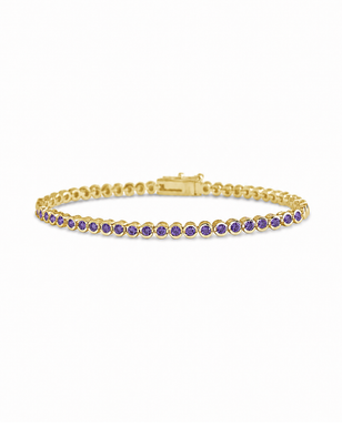 Helene Amethyst CZ Bezel Eternity Tennis Bracelet