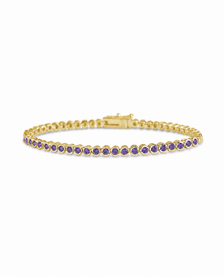 Helene Amethyst CZ Bezel Eternity Tennis Bracelet