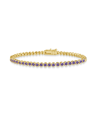 Helene Amethyst CZ Bezel Eternity Tennis Bracelet