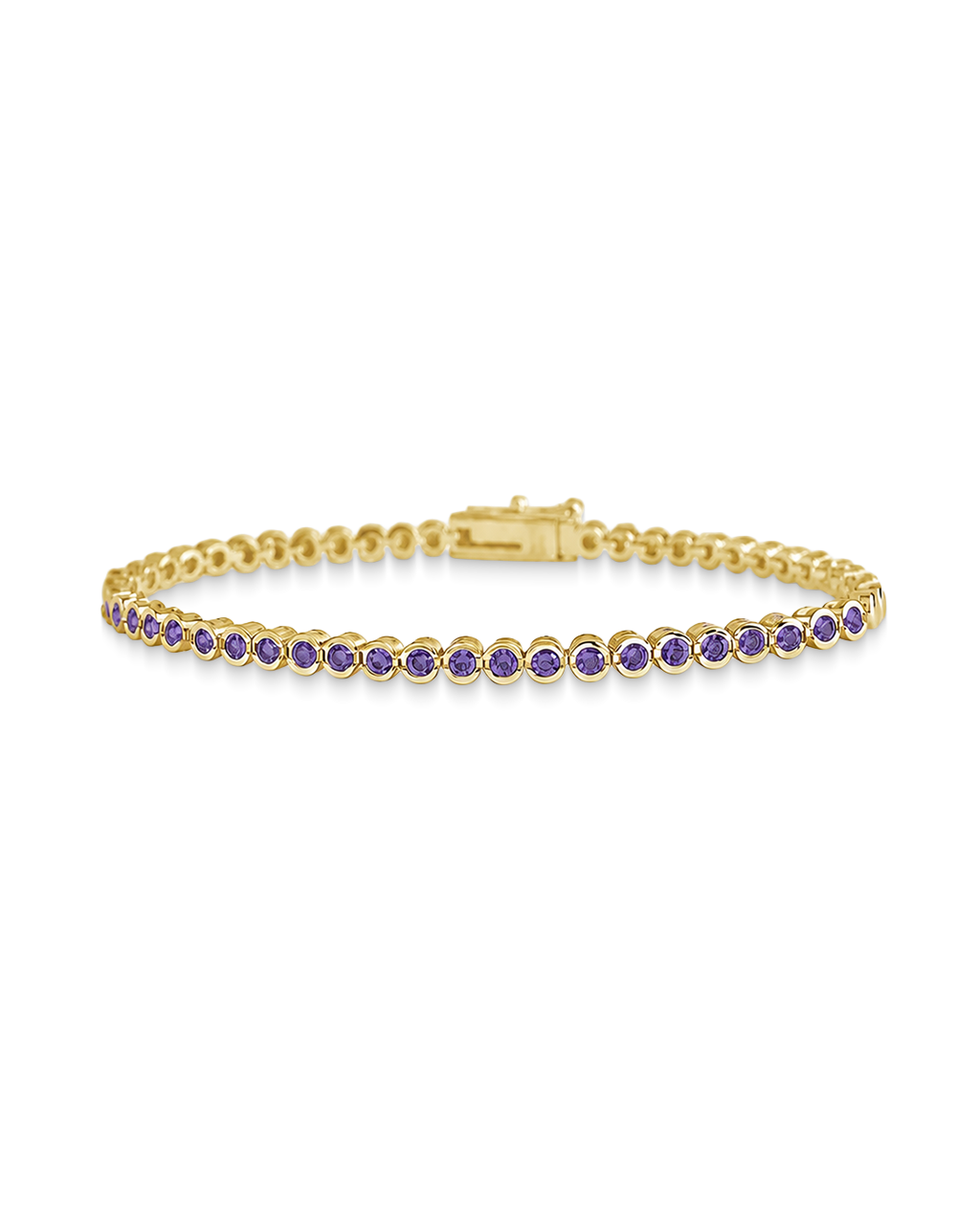Helene Amethyst CZ Bezel Eternity Tennis Bracelet