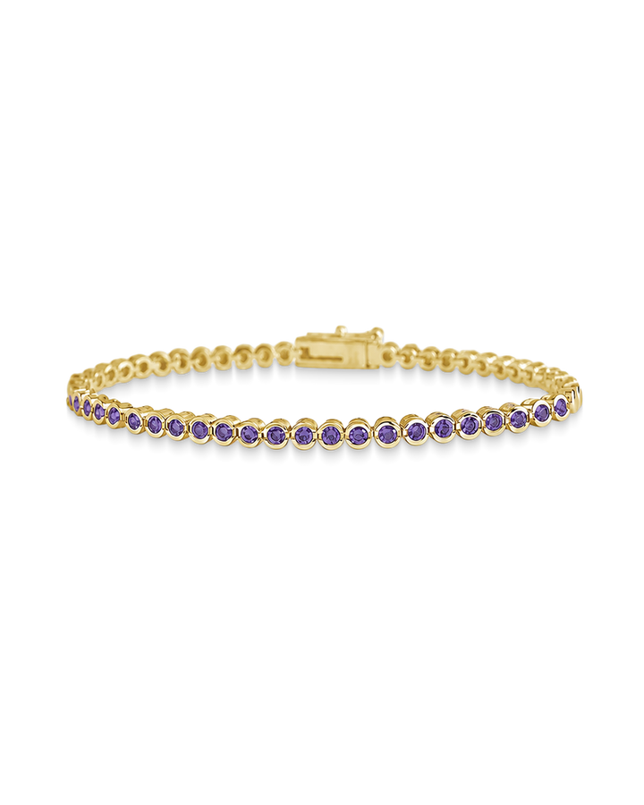 Helene Amethyst CZ Bezel Eternity Tennis Bracelet