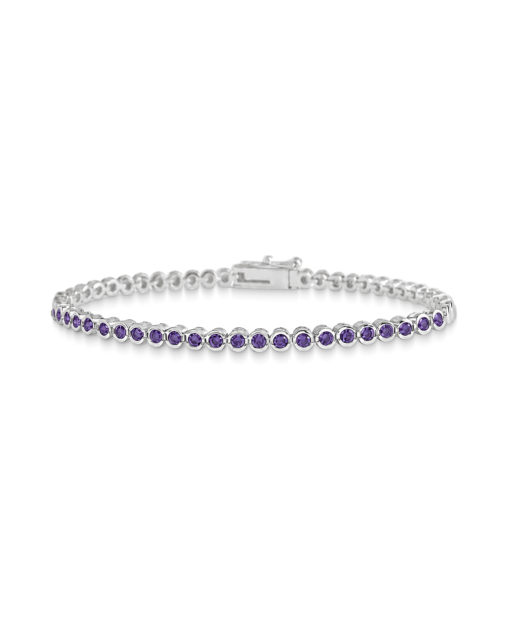 Helene Amethyst CZ Bezel Eternity Tennis Bracelet