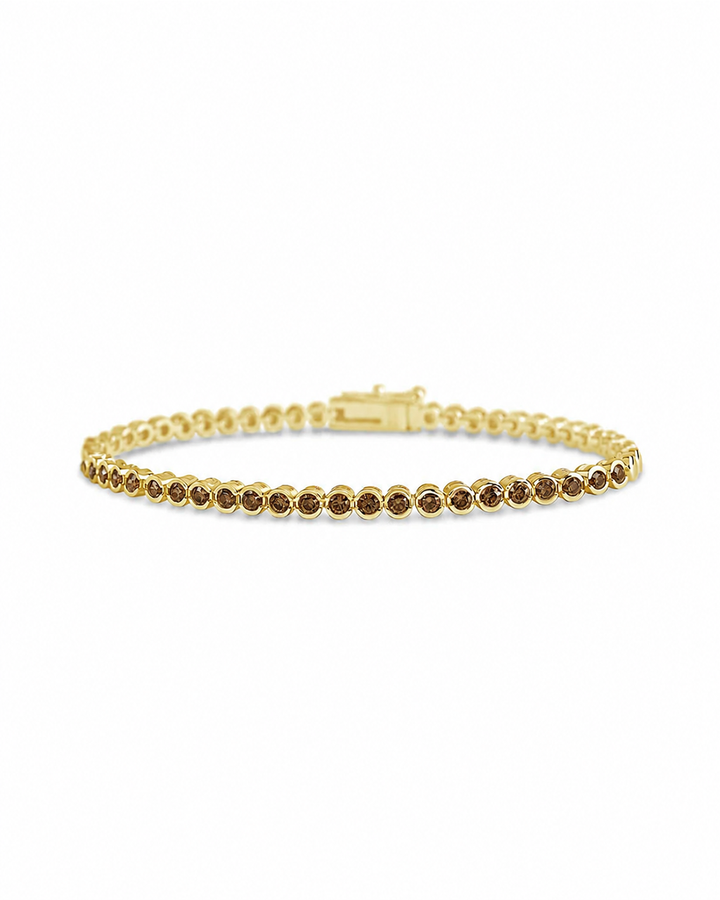 Helene Chocolate CZ Bezel Eternity Tennis Bracelet