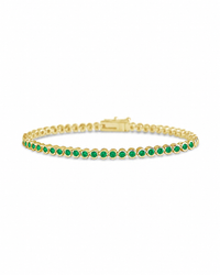 Helene Emerald CZ Bezel Eternity Tennis Bracelet