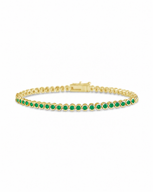 Helene Emerald CZ Bezel Eternity Tennis Bracelet