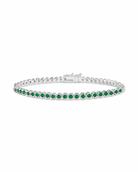 Helene Emerald CZ Bezel Eternity Tennis Bracelet