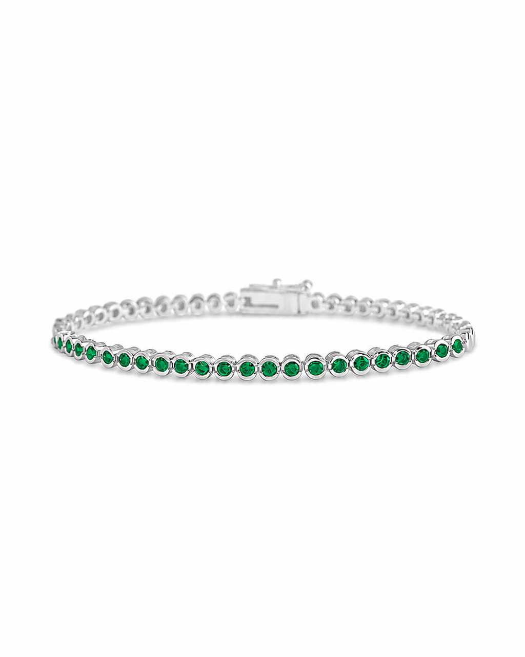 Helene Emerald CZ Bezel Eternity Tennis Bracelet