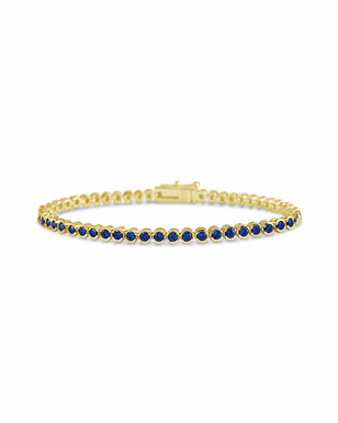 Helene Sapphire CZ Bezel Eternity Tennis Bracelet