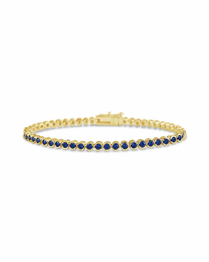 Helene Sapphire CZ Bezel Eternity Tennis Bracelet