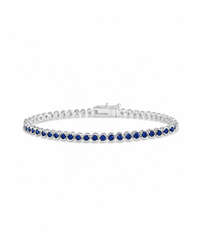 Helene Sapphire CZ Bezel Eternity Tennis Bracelet