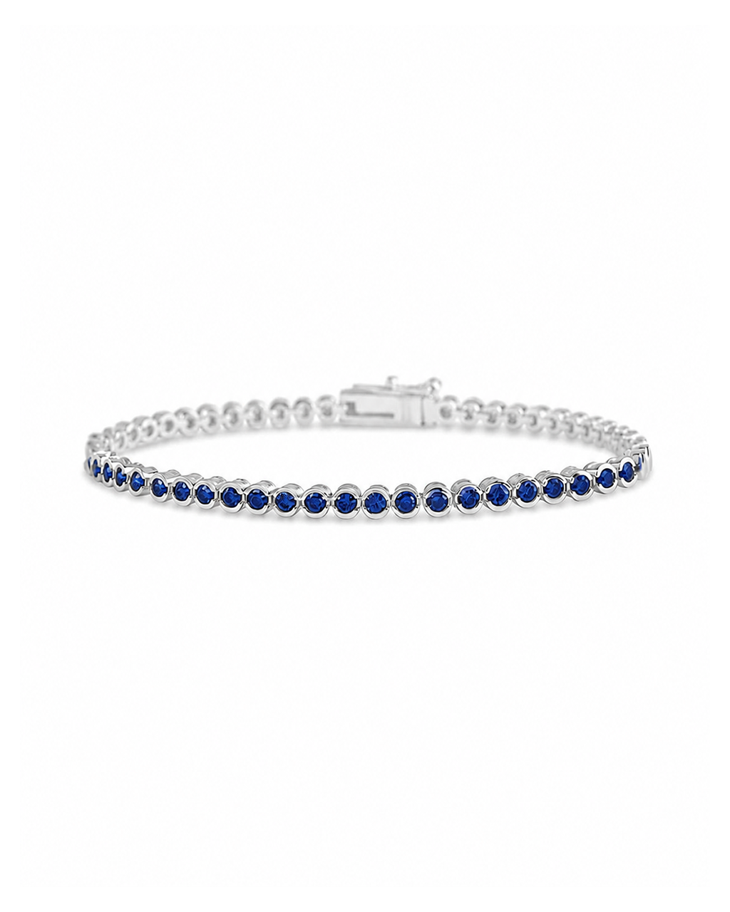 Helene Sapphire CZ Bezel Eternity Tennis Bracelet