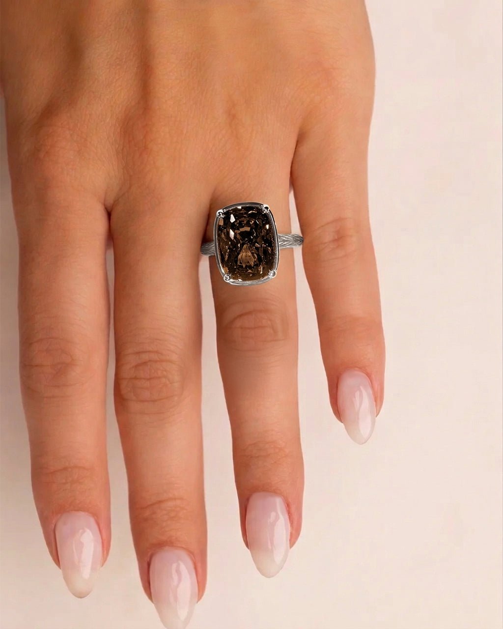 Sterling Silver Elongated Cushion Chocolate CZ Cocktail Ring - Sterling Forever