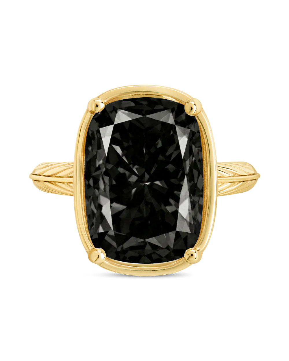 Sterling Silver Elongated Cushion Black CZ Cocktail Ring