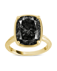 Sterling Silver Elongated Cushion Black CZ Cocktail Ring - Sterling Forever