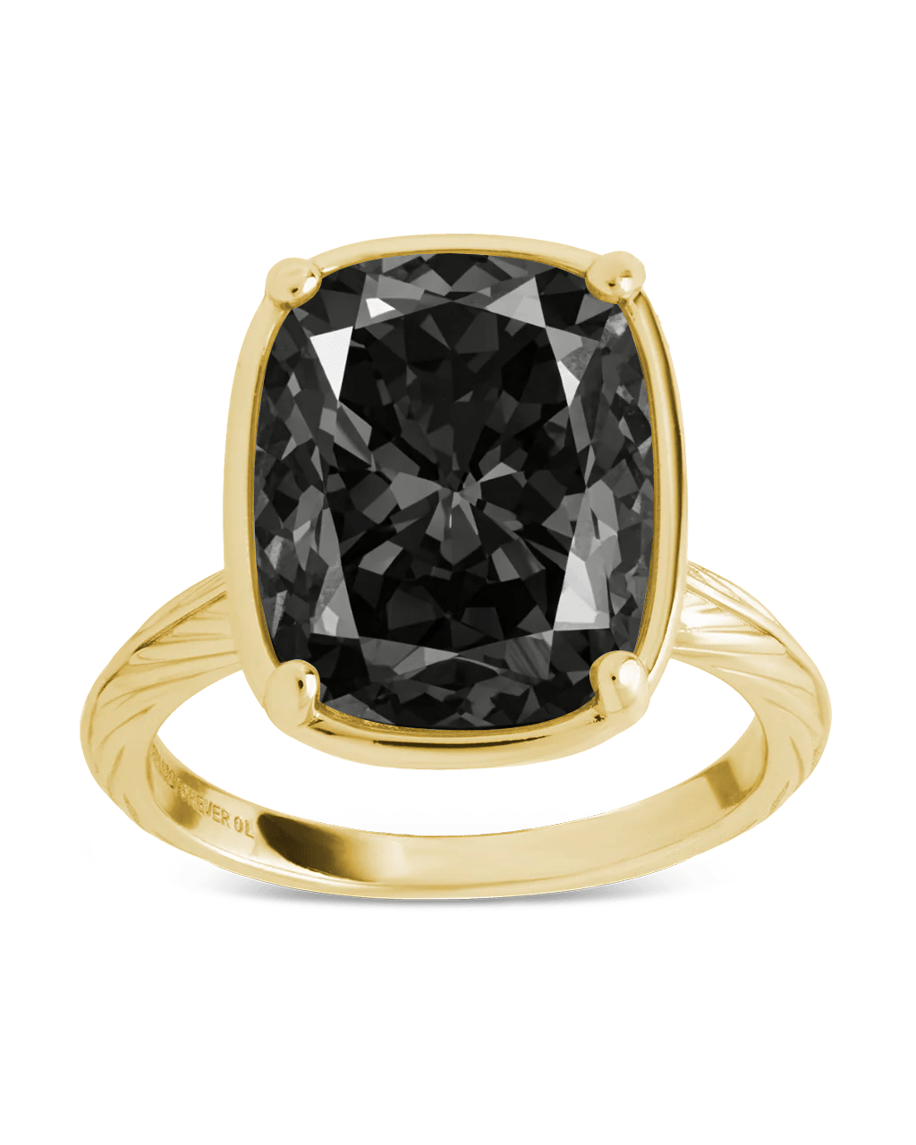 Sterling Silver Elongated Cushion Black CZ Cocktail Ring - Sterling Forever