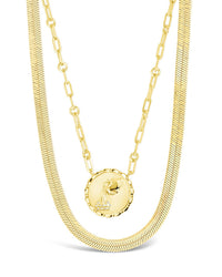Bold Link Zodiac Necklace & Herringbone Chain Necklace Set - Sterling Forever