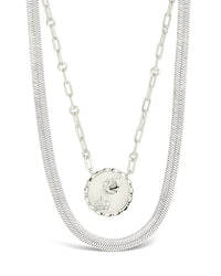 Bold Link Zodiac Necklace & Herringbone Chain Necklace Set - Sterling Forever