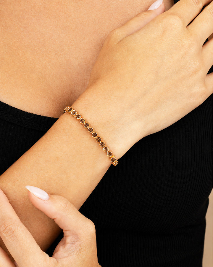 Helene Chocolate CZ Bezel Eternity Tennis Bracelet