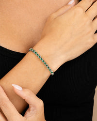Helene Emerald CZ Bezel Eternity Tennis Bracelet