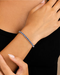 Helene Sapphire CZ Bezel Eternity Tennis Bracelet