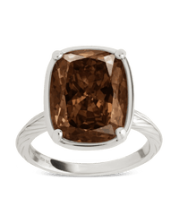 Sterling Silver Elongated Cushion Chocolate CZ Cocktail Ring - Sterling Forever