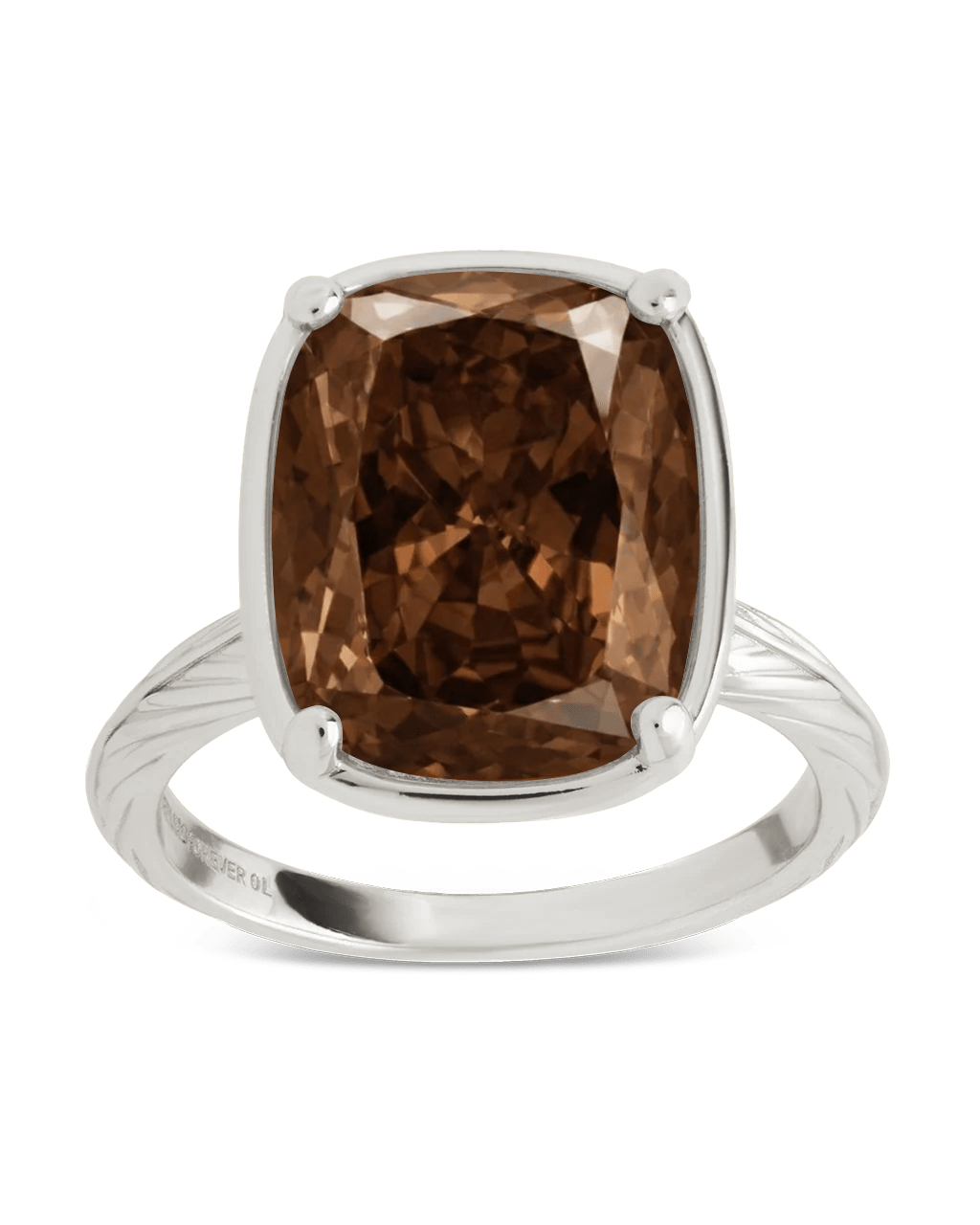 Sterling Silver Elongated Cushion Chocolate CZ Cocktail Ring - Sterling Forever