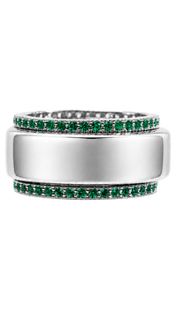 Smart Ring Emerald CZ Band Set of 2