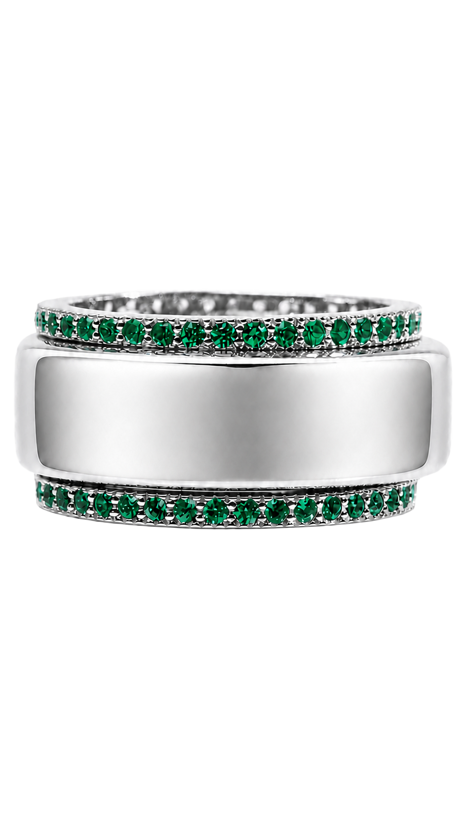 Smart Ring Emerald CZ Band Set of 2
