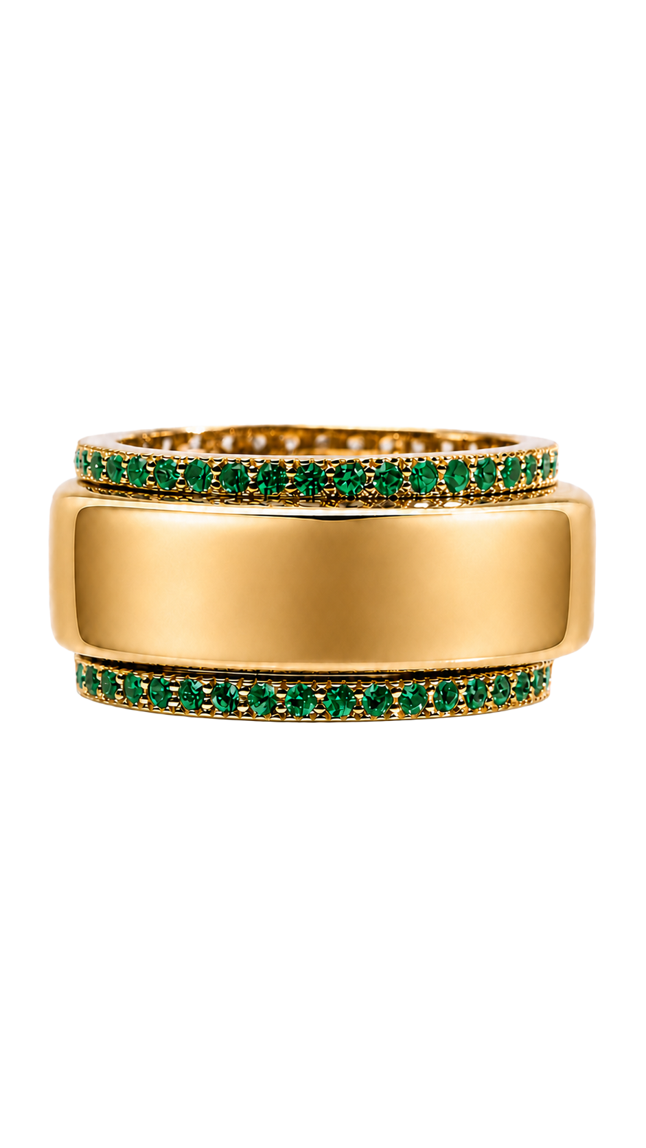 Smart Ring Emerald CZ Band Set of 2