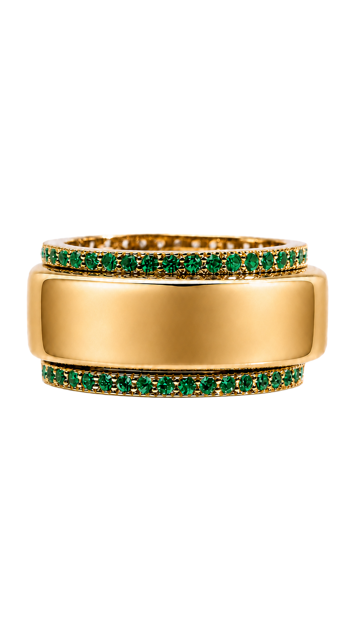 Smart Ring Emerald CZ Band Set of 2