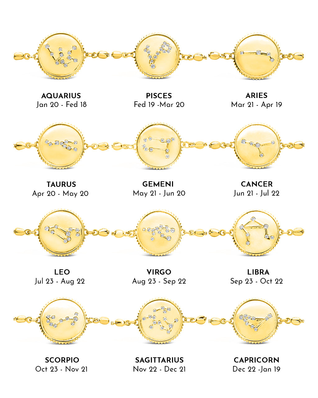 Sterling Silver CZ Constellation Disk Bolo Bracelet