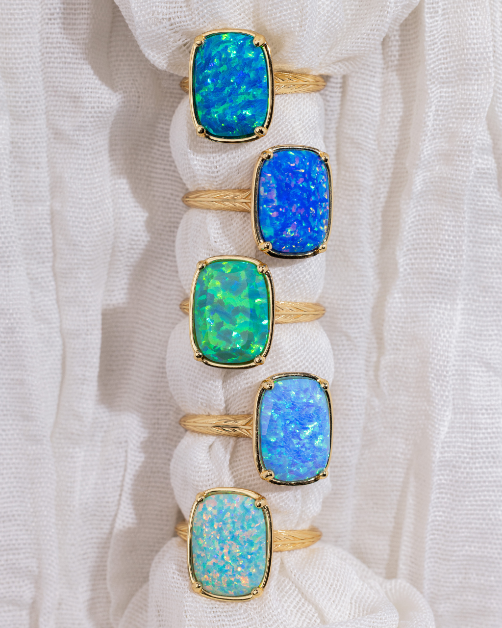 Sterling Silver Caribbean Blue Opal Elongated Cushion Ring