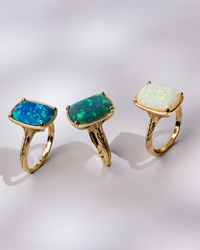 Sterling Silver Champagne Fire Opal Elongated Cushion Ring