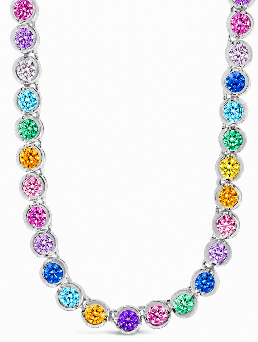 Helene Rainbow CZ Bezel Tennis Necklace – Sterling Forever
