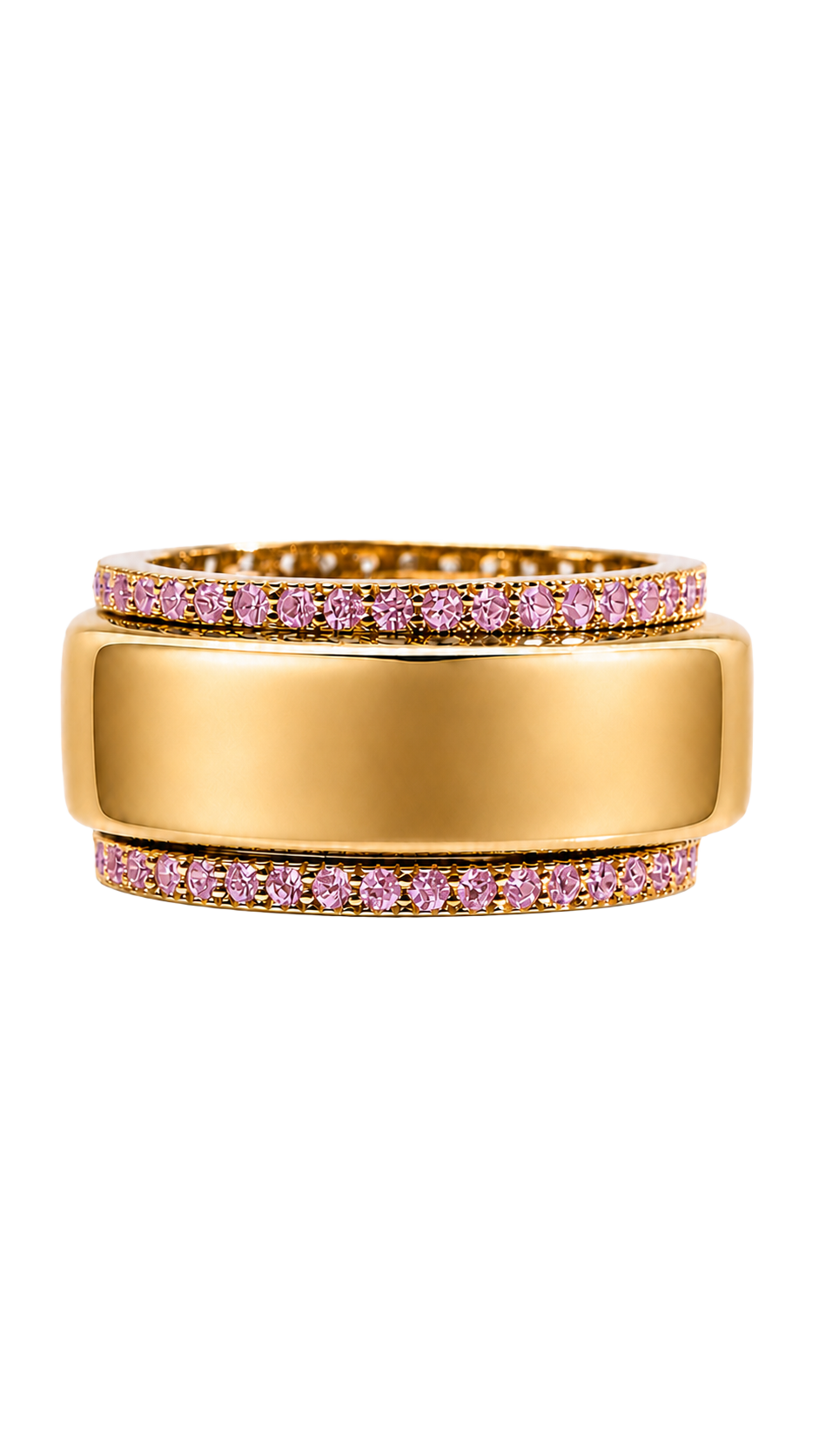 Smart Ring Pink CZ Band Set of 2