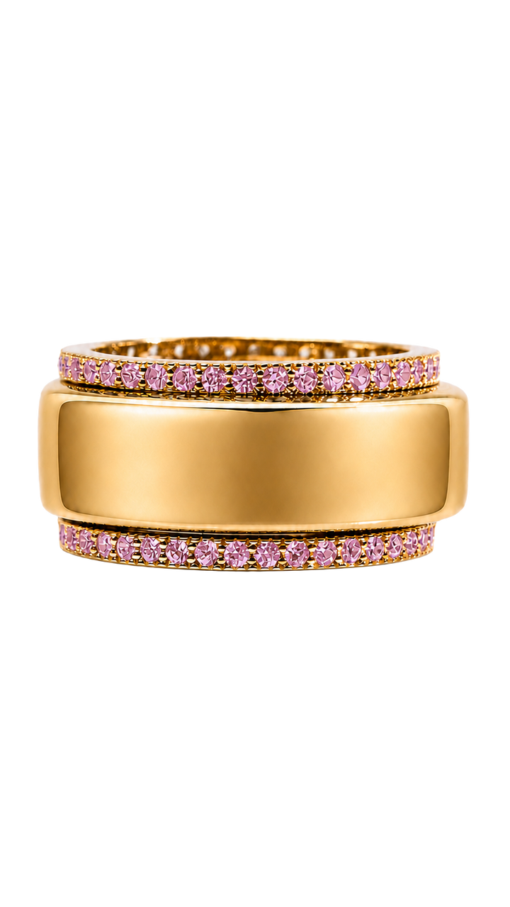 Smart Ring Pink CZ Band Set of 2