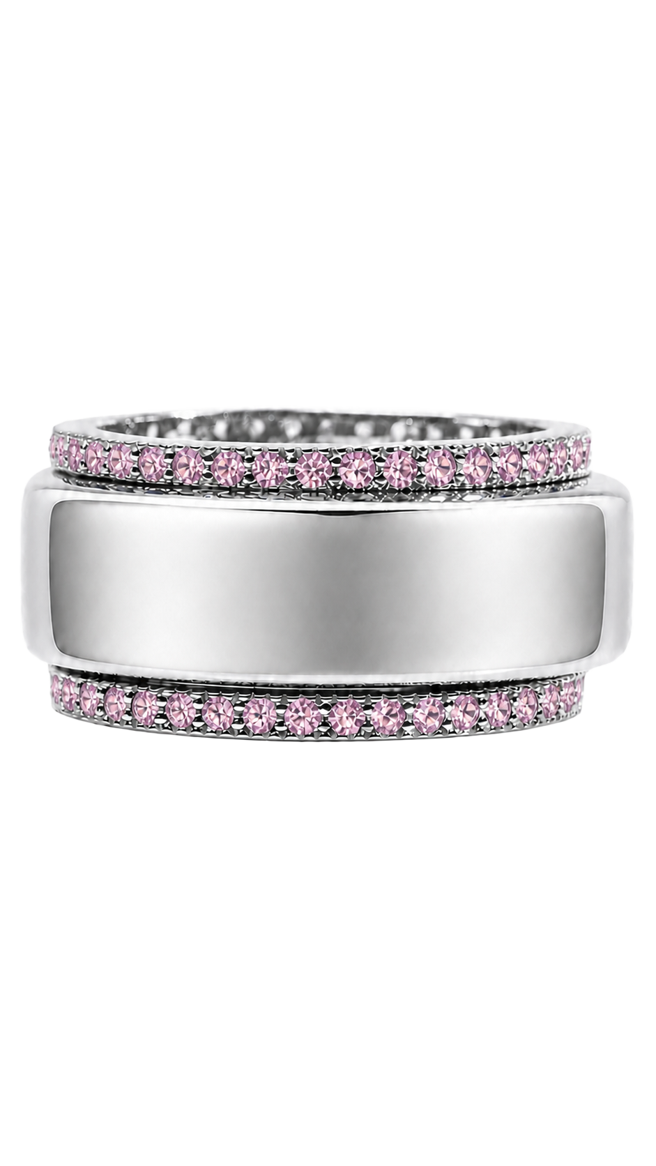 Smart Ring Pink CZ Band Set of 2