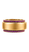 Smart Ring Amethyst CZ Band Set of 2