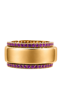 Smart Ring Amethyst CZ Band Set of 2