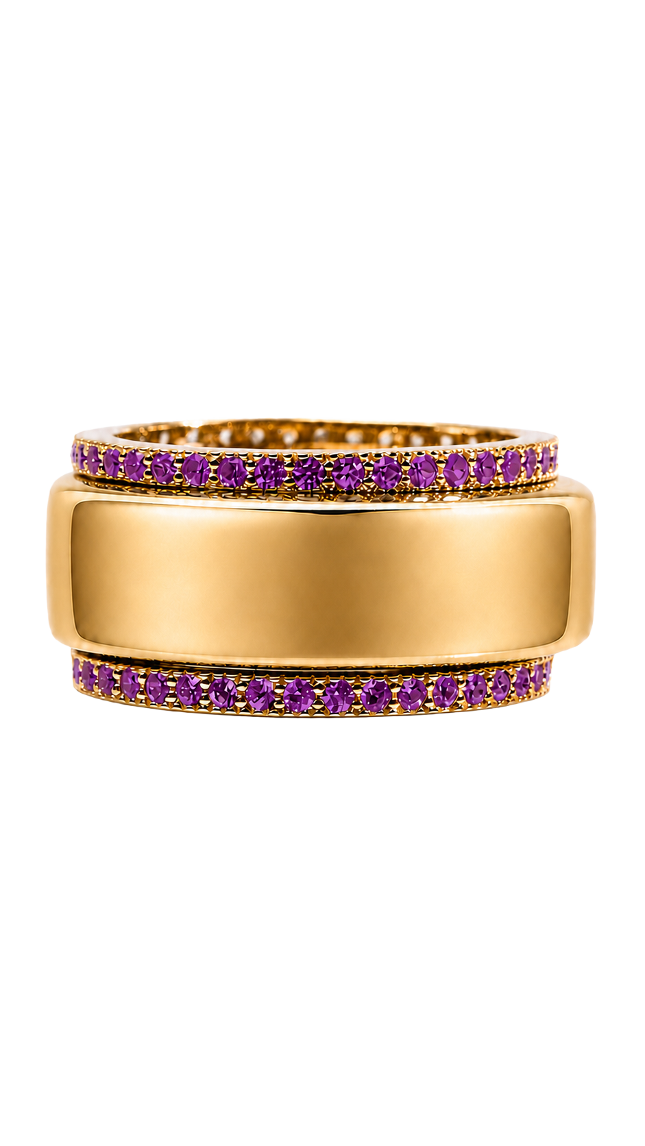 Smart Ring Amethyst CZ Band Set of 2