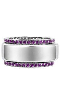 Smart Ring Amethyst CZ Band Set of 2