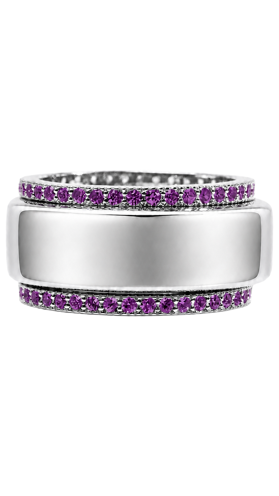 Smart Ring Amethyst CZ Band Set of 2