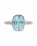Sterling Silver Mini Aquamarine Elongated Cushion Ring