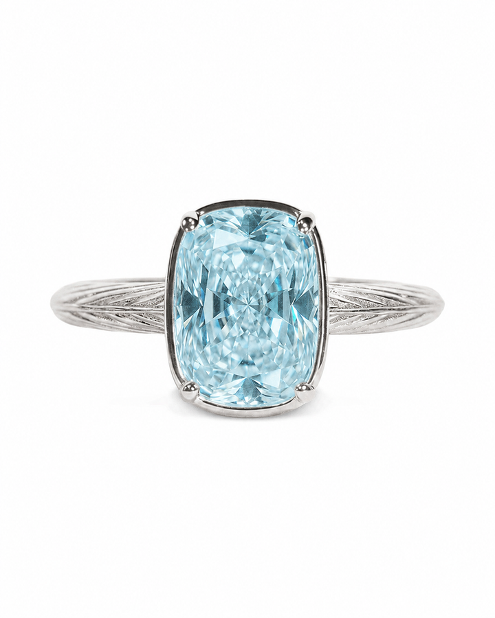 Sterling Silver Mini Aquamarine Elongated Cushion Ring