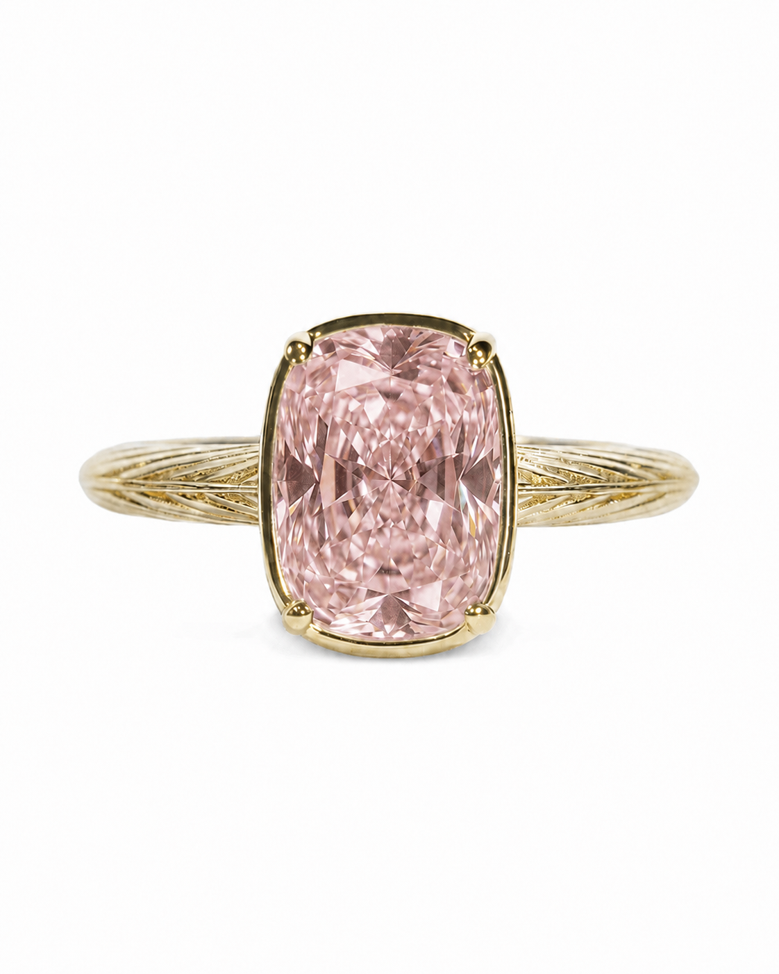 Pink Sapphire CZ Mini Elongated Sterling Silver Cushion Ring