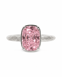 Sterling Silver Mini Pink Sapphire Cushion Ring