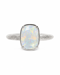 Sterling Silver Mini Opal Elongated Cushion Ring