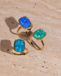 Sterling Silver Cobalt Blue Opal Elongated Cushion Ring